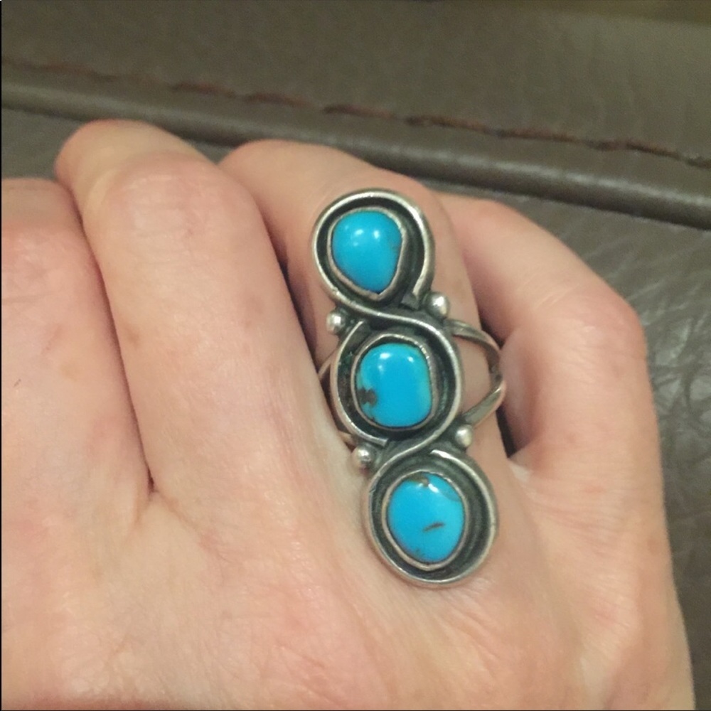 Vintage Turquoise Sterling Ring 5.75